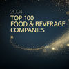 2024 Top 100 Food & Beverage Companies banner. 2024 shiny color gold wave design element.